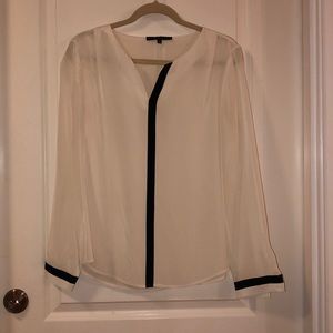 100% silk Antonio Melani black and cream blouse s